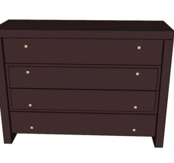 棕褐色简约斗柜SU模型下载_sketchup草图大师SKP模型