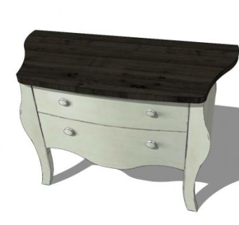 绿色橡木斗柜SU模型下载_sketchup草图大师SKP模型