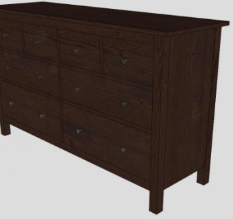 黑褐色复古斗柜SU模型下载_sketchup草图大师SKP模型