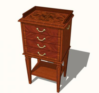 樱桃木斗柜SU模型下载_sketchup草图大师SKP模型