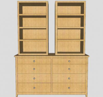 黄色客厅五斗橱SU模型下载_sketchup草图大师SKP模型