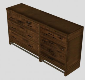 蓝色云杉7抽屉梳妆台SU模型下载_sketchup草图大师SKP模型