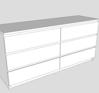 白色宜家马尔姆6抽屉柜SU模型下载_sketchup草图大师SKP模型