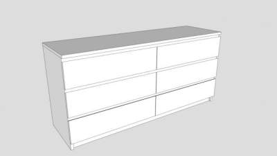 白色宜家马尔姆6抽屉柜SU模型下载_sketchup草图大师SKP模型