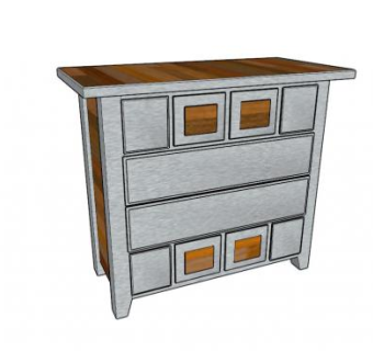 带抽屉的抽屉柜SU模型下载_sketchup草图大师SKP模型