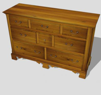 松木抽屉柜SU模型下载_sketchup草图大师SKP模型