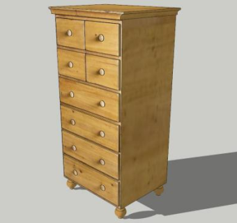 木制多个抽屉斗柜SU模型下载_sketchup草图大师SKP模型