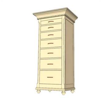 金色7个抽屉柜SU模型下载_sketchup草图大师SKP模型