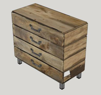 金属脚抽屉柜SU模型下载_sketchup草图大师SKP模型