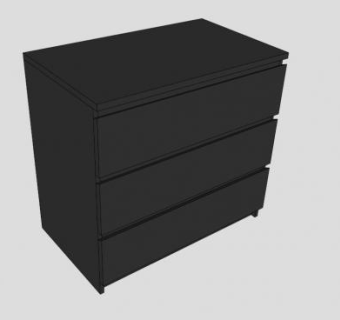 宜家黑色抽屉柜SU模型下载_sketchup草图大师SKP模型