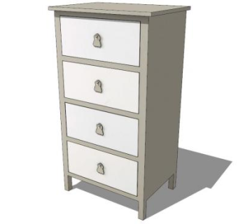 儿童灰褐色斗柜SU模型下载_sketchup草图大师SKP模型