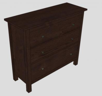 黑褐色抽屉柜SU模型下载_sketchup草图大师SKP模型