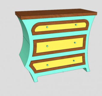 儿童房抽屉柜SU模型下载_sketchup草图大师SKP模型