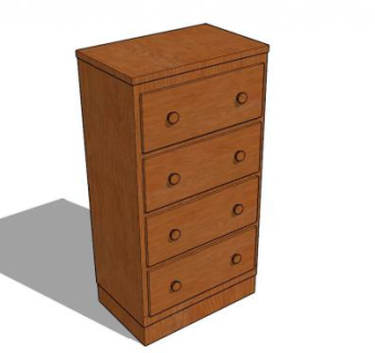 现代樱桃木抽屉柜SU模型下载_sketchup草图大师SKP模型