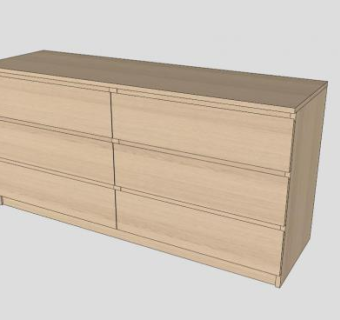 白色橡木抽屉柜SU模型下载_sketchup草图大师SKP模型