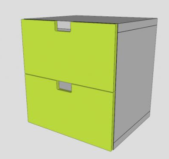绿色2个抽屉柜SU模型下载_sketchup草图大师SKP模型