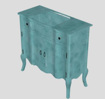 绿松石色饰面斗柜SU模型下载_sketchup草图大师SKP模型