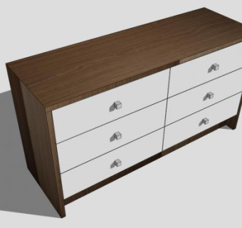 核桃木抽屉柜SU模型下载_sketchup草图大师SKP模型