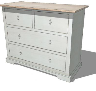 优雅浅灰色五斗橱SU模型下载_sketchup草图大师SKP模型