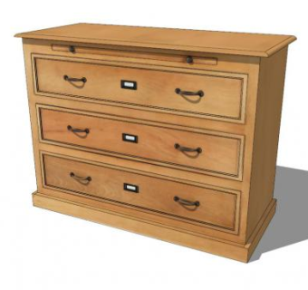 芒果木现代斗柜SU模型下载_sketchup草图大师SKP模型