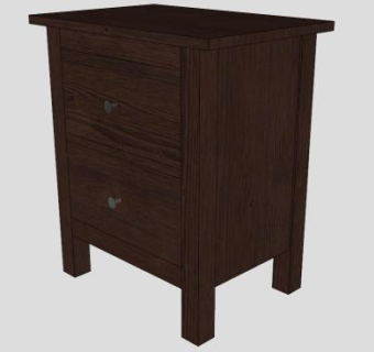 黑褐色2个抽屉斗柜SU模型下载_sketchup草图大师SKP模型