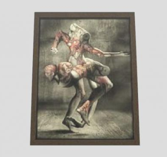 艺术挂画寂静岭相框SU模型下载_sketchup草图大师SKP模型