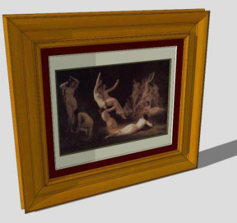 木制挂画相框SU模型下载_sketchup草图大师SKP模型