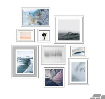 白色框架挂画SU模型下载_sketchup草图大师SKP模型