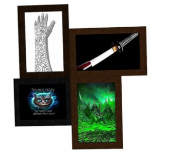 四张图片相框SU模型下载_sketchup草图大师SKP模型