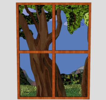 瞬间画窗挂画SU模型下载_sketchup草图大师SKP模型