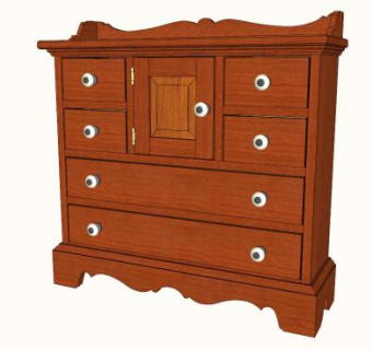 有许多小抽屉的斗柜SU模型下载_sketchup草图大师SKP模型