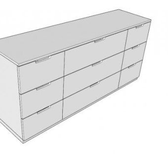 9个抽屉白色柜子SU模型下载_sketchup草图大师SKP模型