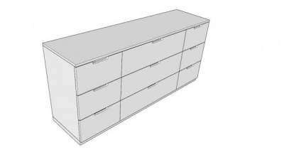 9个抽屉白色柜子SU模型下载_sketchup草图大师SKP模型