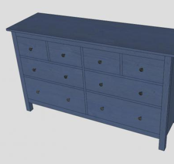 蓝色多个抽屉柜子SU模型下载_sketchup草图大师SKP模型