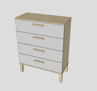 宜家小型抽屉柜SU模型下载_sketchup草图大师SKP模型