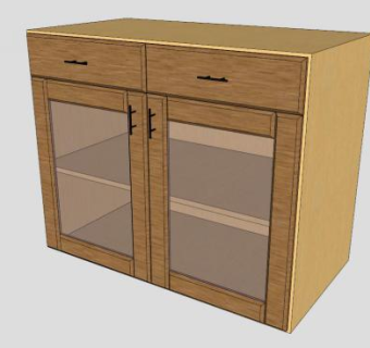 黄色玻璃门抽屉柜SU模型下载_sketchup草图大师SKP模型