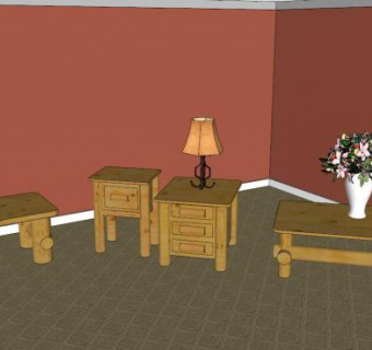 原木家具柜子SU模型下载_sketchup草图大师SKP模型