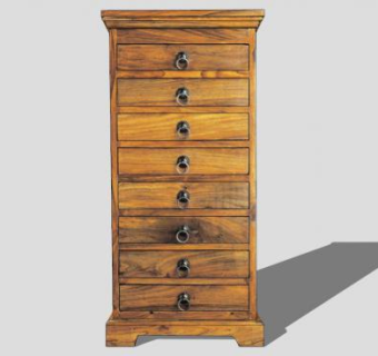 精致实木斗柜SU模型下载_sketchup草图大师SKP模型