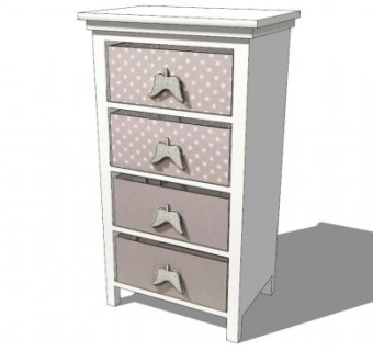 白色木制抽屉柜SU模型下载_sketchup草图大师SKP模型