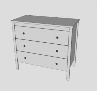 小型3个抽屉柜SU模型下载_sketchup草图大师SKP模型