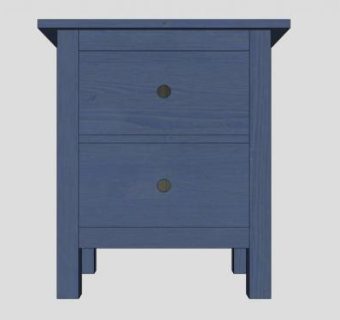 蓝色2个抽屉柜子SU模型下载_sketchup草图大师SKP模型