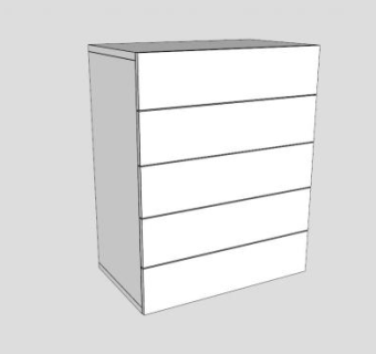 纯白色五斗橱SU模型下载_sketchup草图大师SKP模型