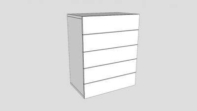 纯白色五斗橱SU模型下载_sketchup草图大师SKP模型