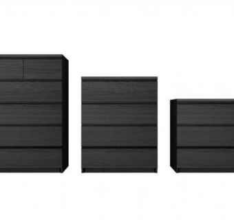 宜家黑色梳妆台合集SU模型下载_sketchup草图大师SKP模型