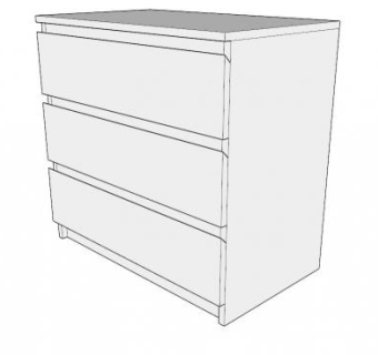 马尔姆白色3抽屉柜SU模型下载_sketchup草图大师SKP模型