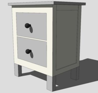 宜家带2个抽屉的柜子SU模型下载_sketchup草图大师SKP模型