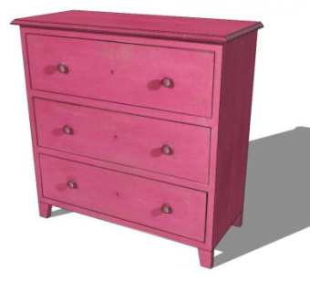 粉色五斗橱SU模型下载_sketchup草图大师SKP模型