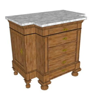 木质大理石柜子SU模型下载_sketchup草图大师SKP模型