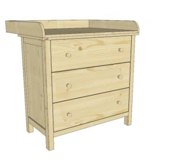 黄色3个大抽屉柜子SU模型下载_sketchup草图大师SKP模型