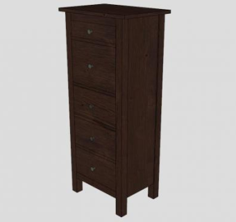 黑褐色现代五斗橱SU模型下载_sketchup草图大师SKP模型